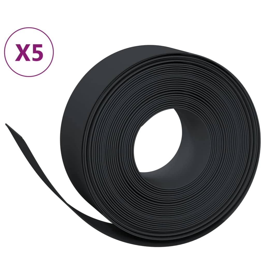 vidaXL Borduri de grădină, 5 buc, negru, 10 m 20 cm, polietilenă