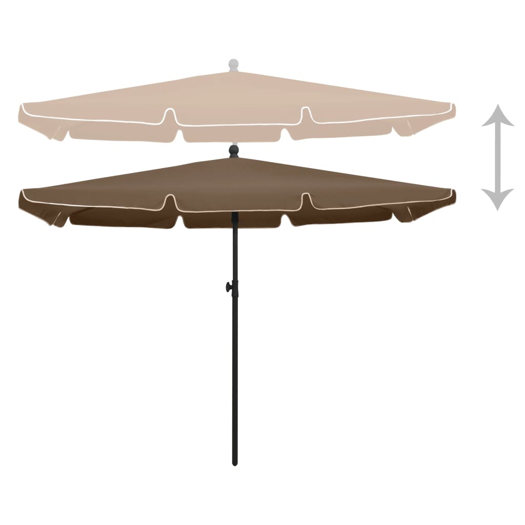 vidaXL Umbrelă de grădină cu stâlp, gri taupe, 210x140 cm vidaXL Umbrelă de grădină cu stâlp, gri taupe, 210x140 cm