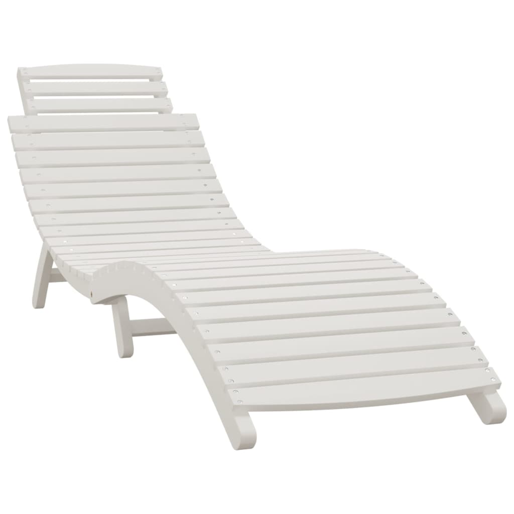 vidaXL Șezlonguri, 2 buc, alb, 184x55x64 cm, lemn masiv de acacia
