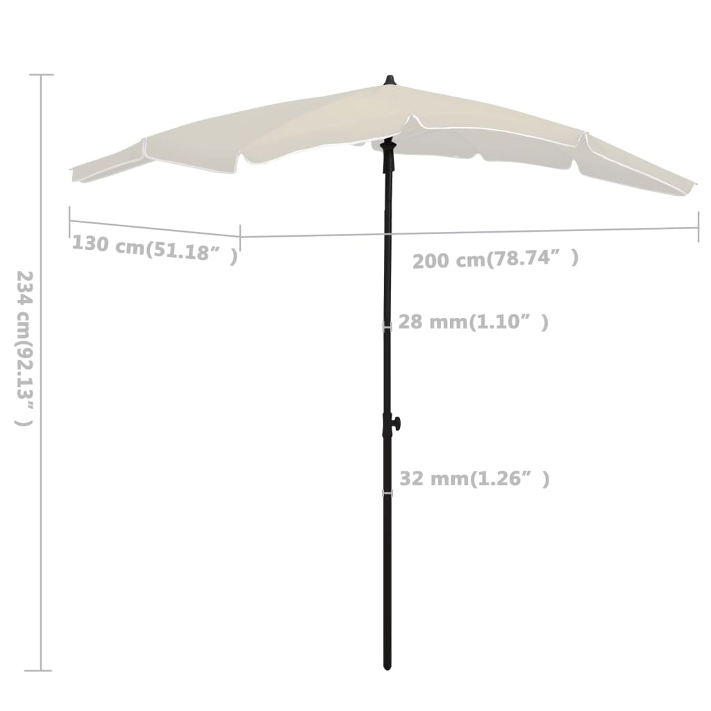 vidaXL Umbrelă de grădină cu stâlp, nisipiu, 200x130 cm vidaXL Umbrelă de grădină cu stâlp, nisipiu, 200x130 cm