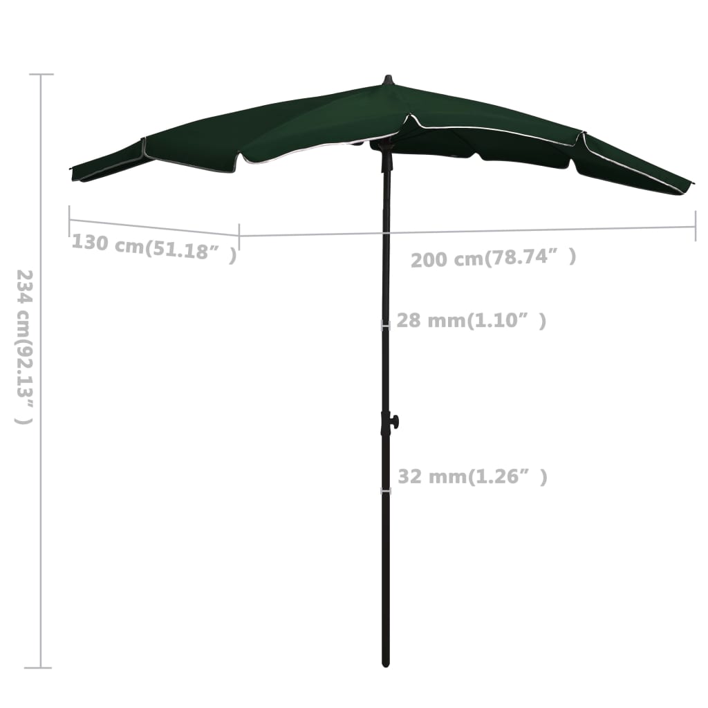 vidaXL Umbrelă de grădină cu stâlp, verde, 200x130 cm vidaXL Umbrelă de grădină cu stâlp, verde, 200x130 cm
