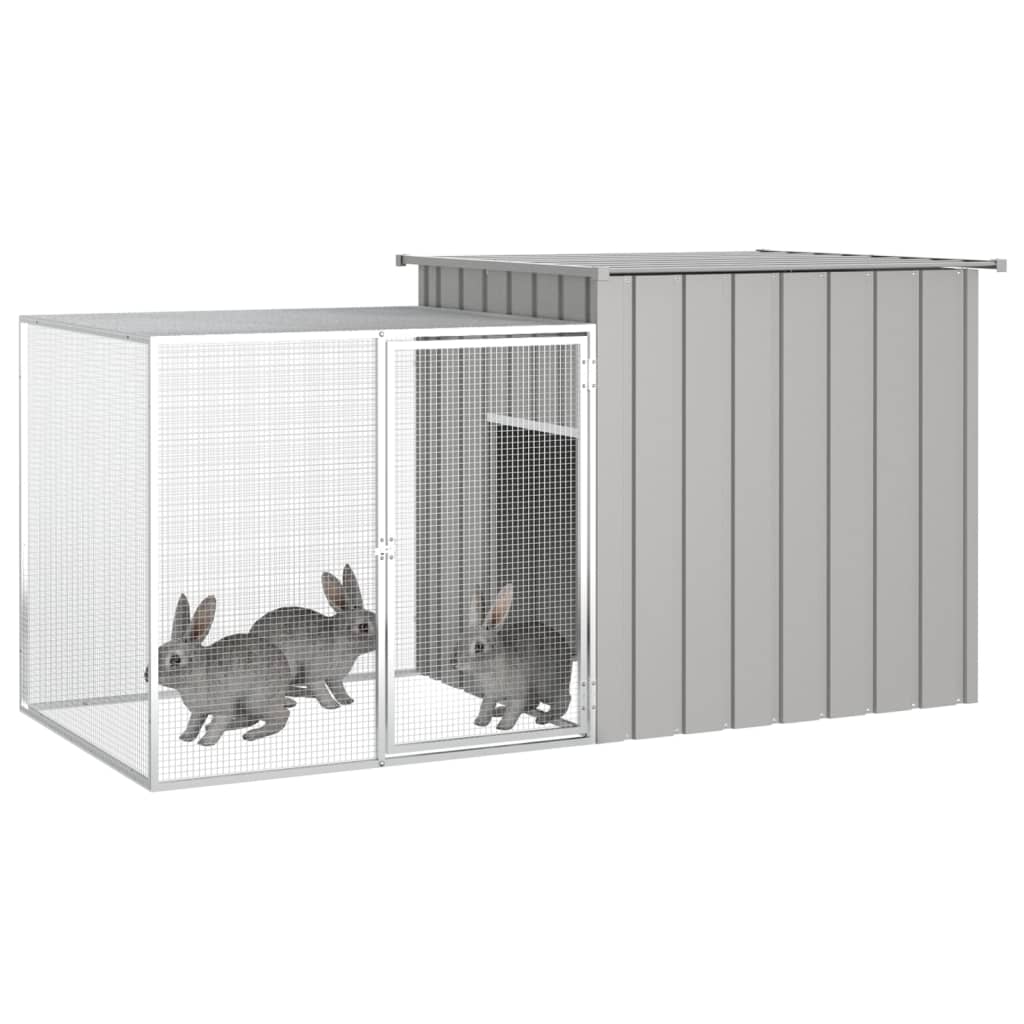 vidaXL Coteț pentru iepuri, gri, 200x91x100 cm, oțel galvanizat vidaXL Coteț pentru iepuri, gri, 200x91x100 cm, oțel galvanizat
