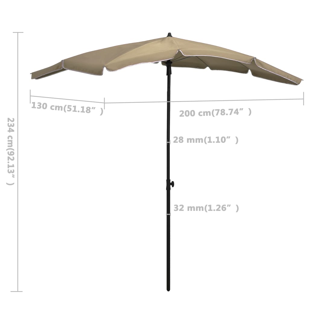 vidaXL Umbrelă de grădină cu stâlp, gri taupe, 200x130 cm