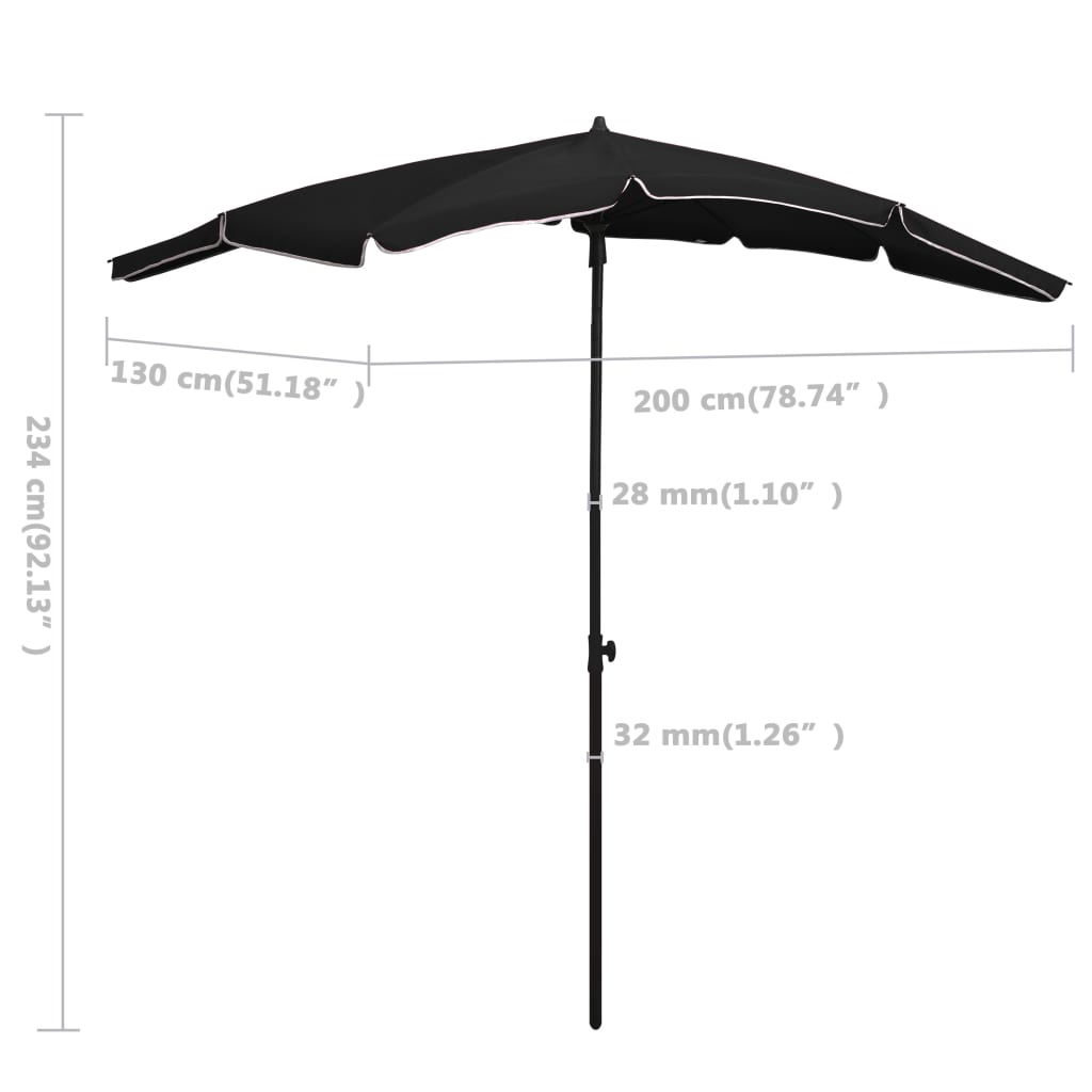 vidaXL Umbrelă de grădină cu stâlp, negru, 200x130 cm vidaXL Umbrelă de grădină cu stâlp, negru, 200x130 cm