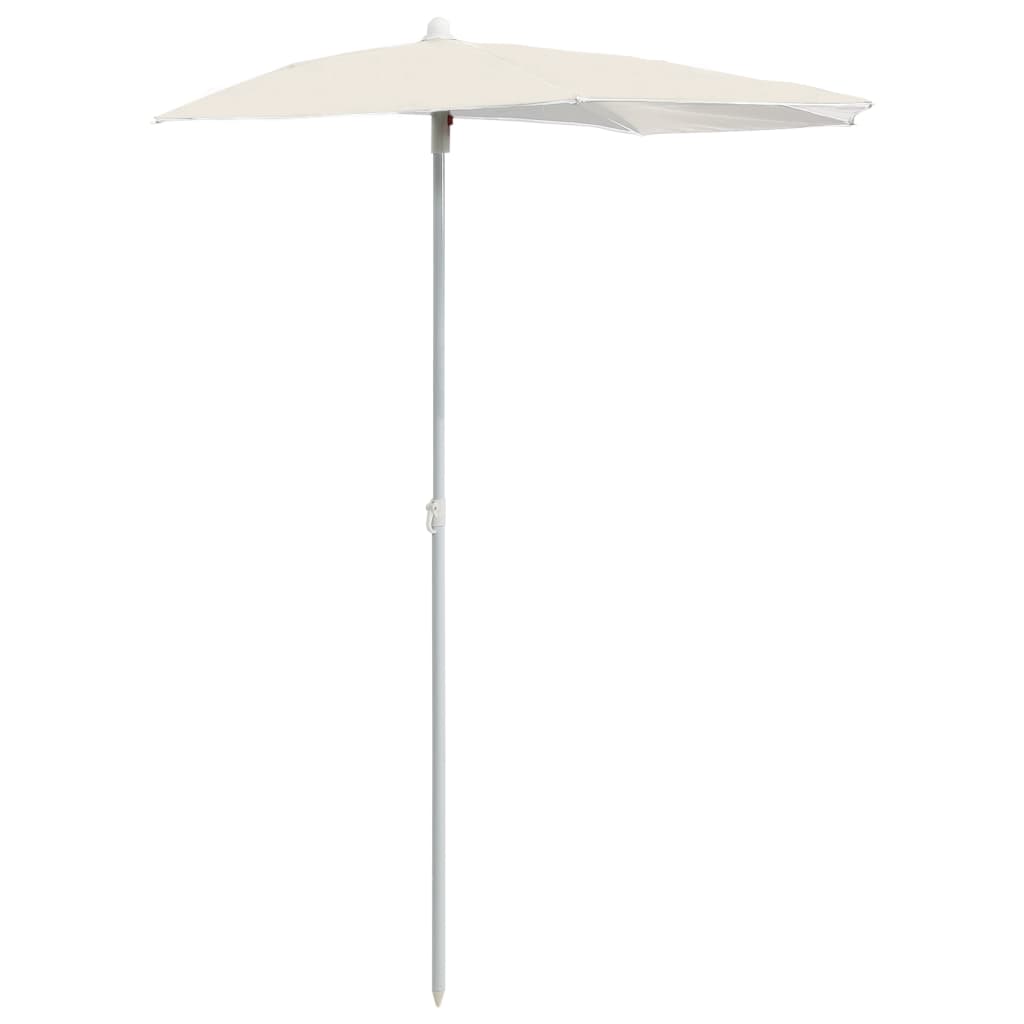 vidaXL Umbrelă de grădină cu stâlp, nisipiu, 180x90 cm, semirotundă