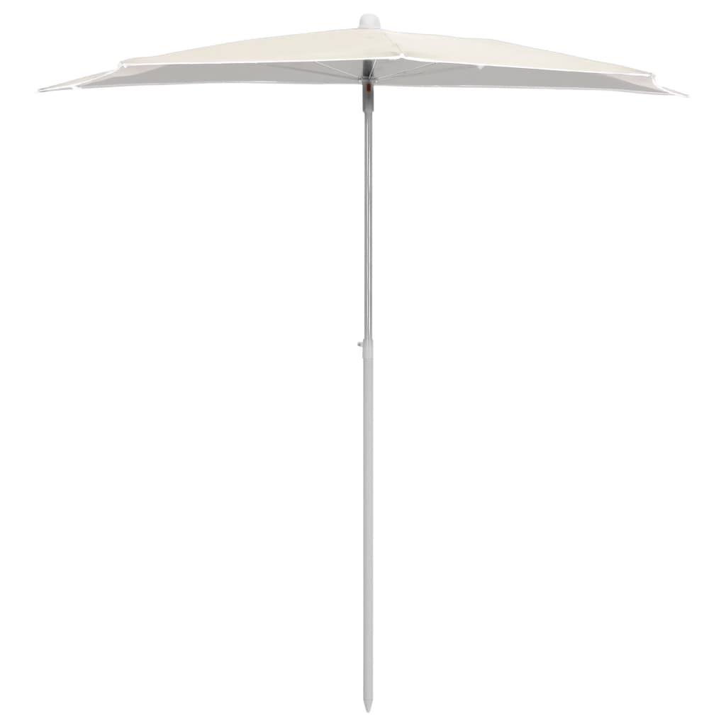 vidaXL Umbrelă de grădină cu stâlp, nisipiu, 180x90 cm, semirotundă