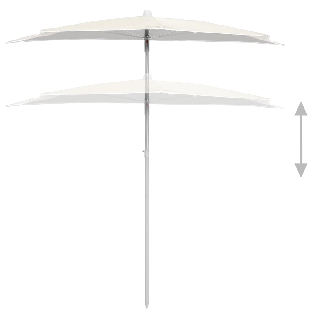 vidaXL Umbrelă de grădină cu stâlp, nisipiu, 180x90 cm, semirotundă