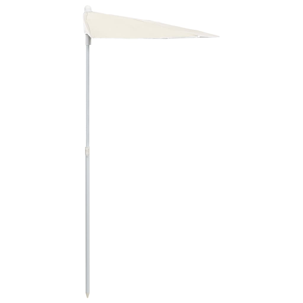 vidaXL Umbrelă de grădină cu stâlp, nisipiu, 180x90 cm, semirotundă