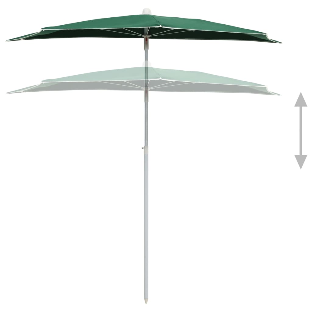 vidaXL Umbrelă de grădină cu stâlp, verde, 180x90 cm, semirotundă vidaXL Umbrelă de grădină cu stâlp, verde, 180x90 cm, semirotundă