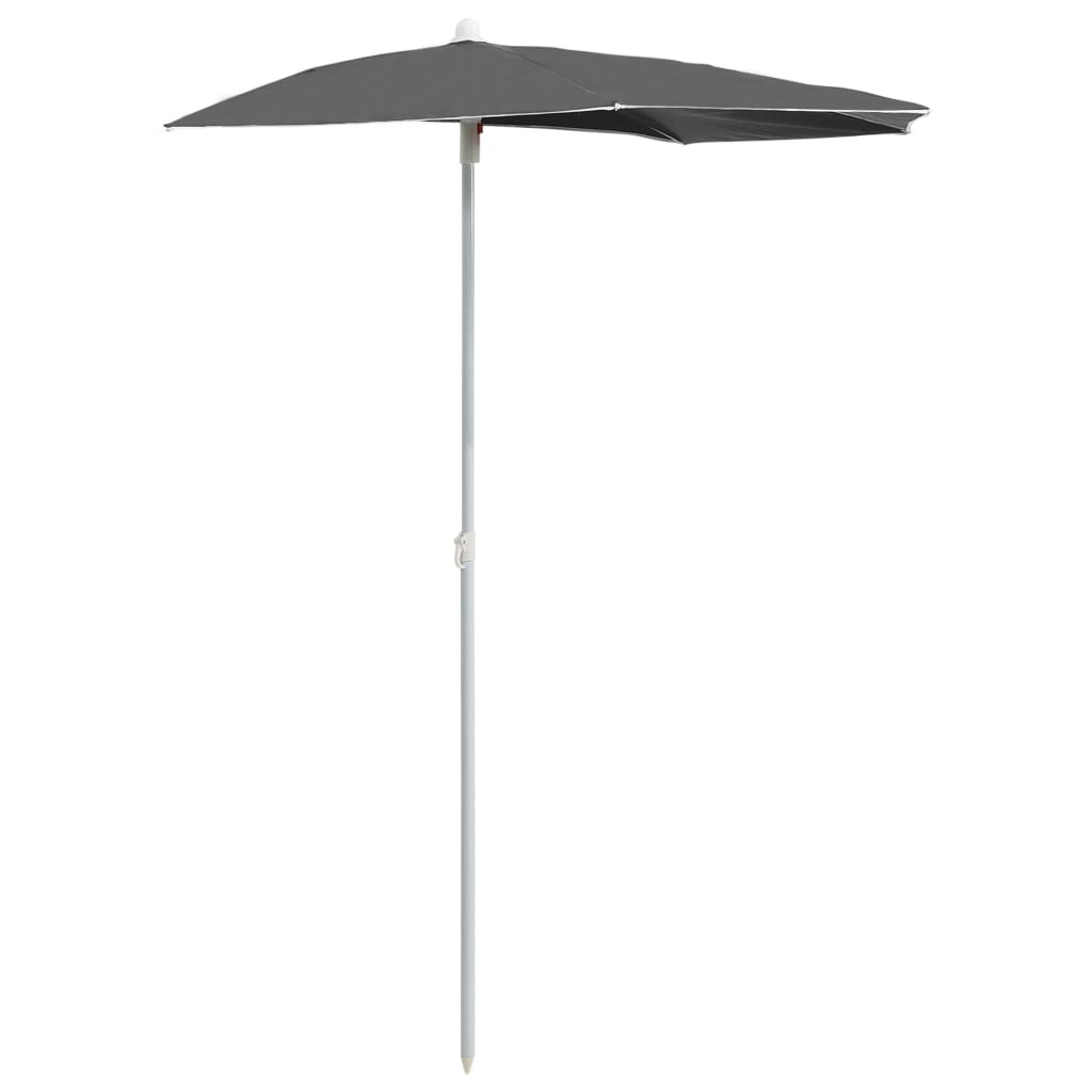 vidaXL Umbrelă de grădină cu stâlp, antracit, 180x90 cm, semirotundă vidaXL Umbrelă de grădină cu stâlp, antracit, 180x90 cm, semirotundă