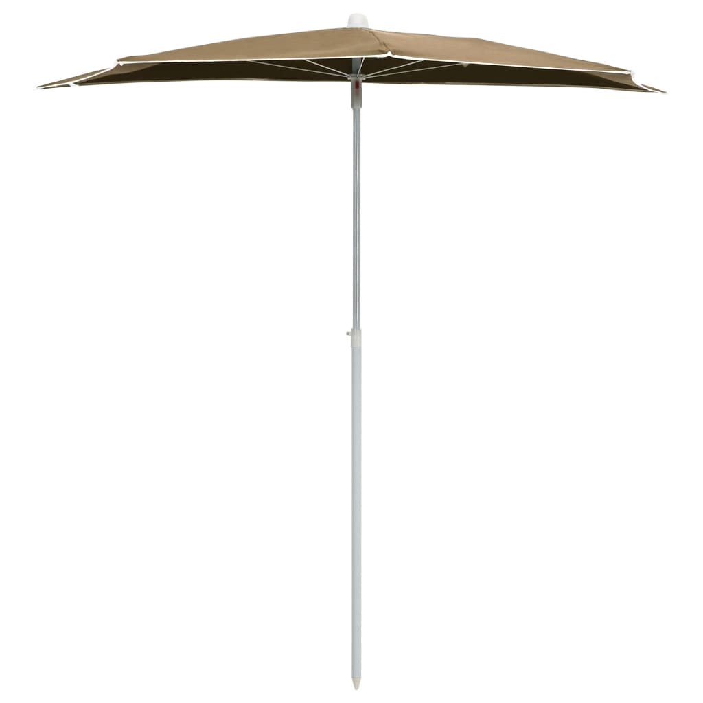 vidaXL Umbrelă de grădină cu stâlp, gri taupe, 180x90 cm, semirotundă vidaXL Umbrelă de grădină cu stâlp, gri taupe, 180x90 cm, semirotundă