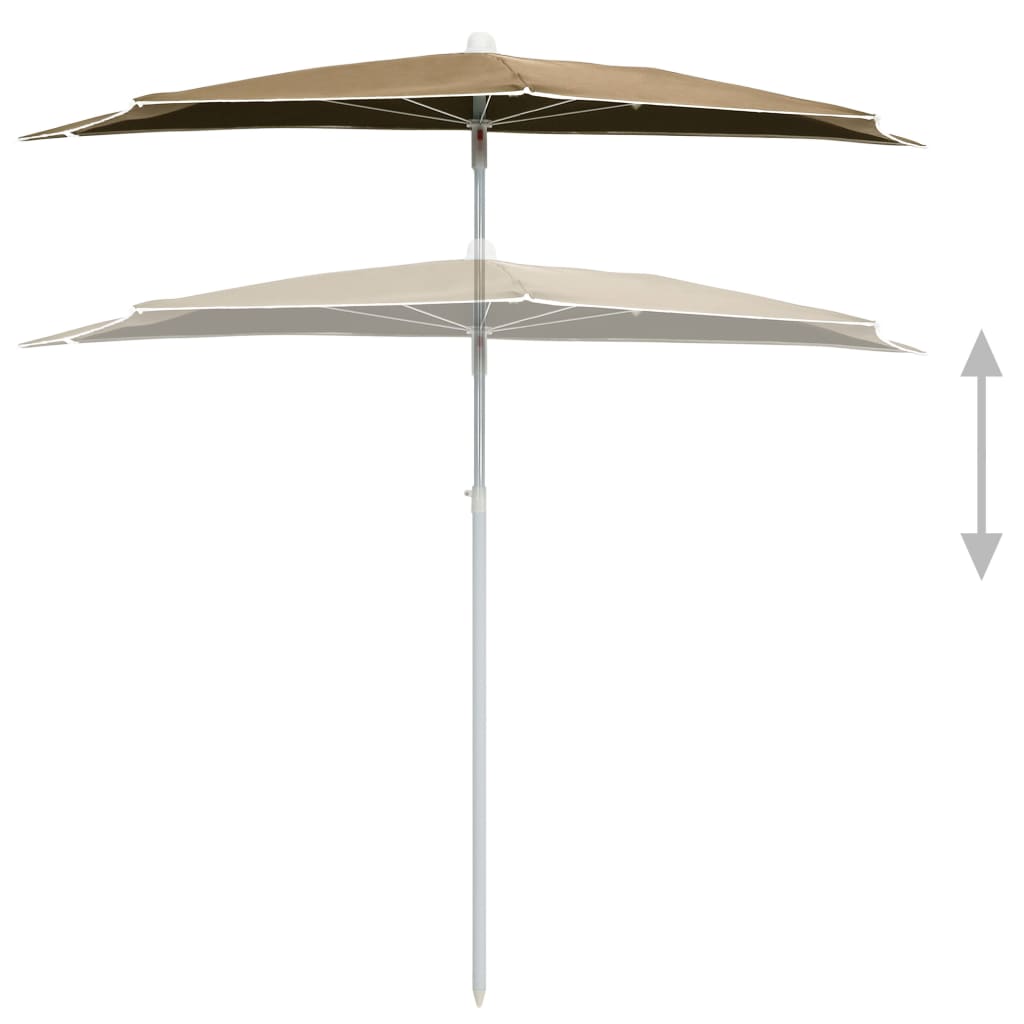 vidaXL Umbrelă de grădină cu stâlp, gri taupe, 180x90 cm, semirotundă vidaXL Umbrelă de grădină cu stâlp, gri taupe, 180x90 cm, semirotundă