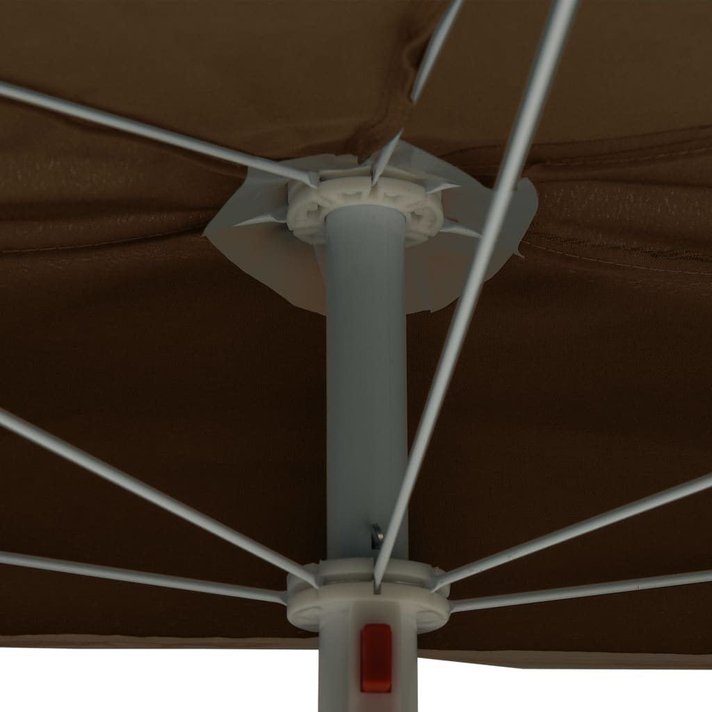 vidaXL Umbrelă de grădină cu stâlp, gri taupe, 180x90 cm, semirotundă vidaXL Umbrelă de grădină cu stâlp, gri taupe, 180x90 cm, semirotundă