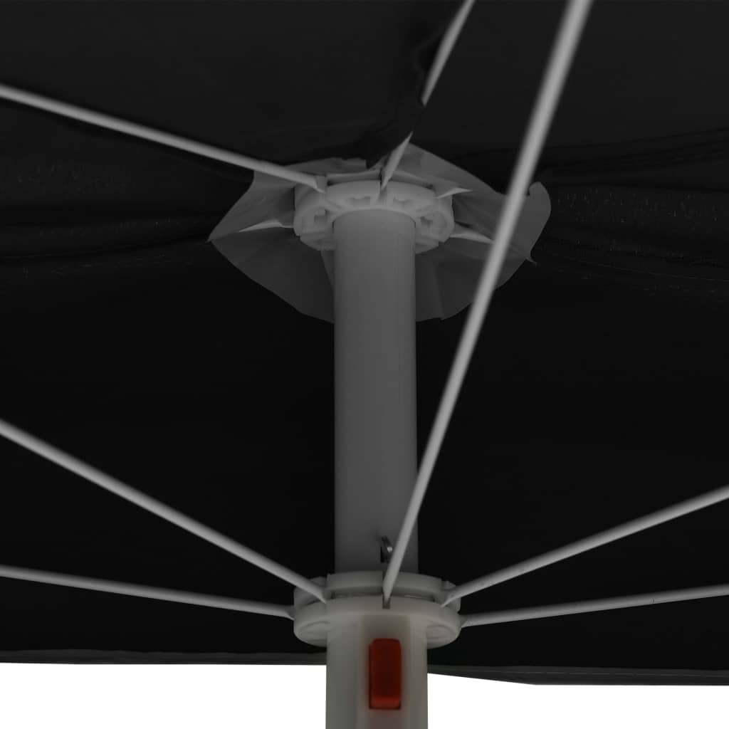 vidaXL Umbrelă de grădină cu stâlp, negru, 180x90 cm, semirotundă