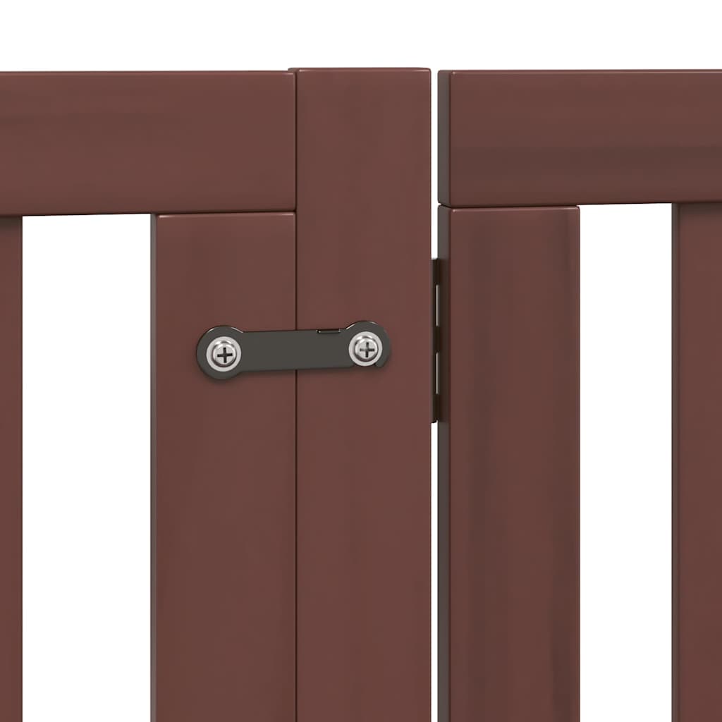 vidaXL Poartă câini pliabilă cu ușă 12 panouri maro 960 cm, lemn plop