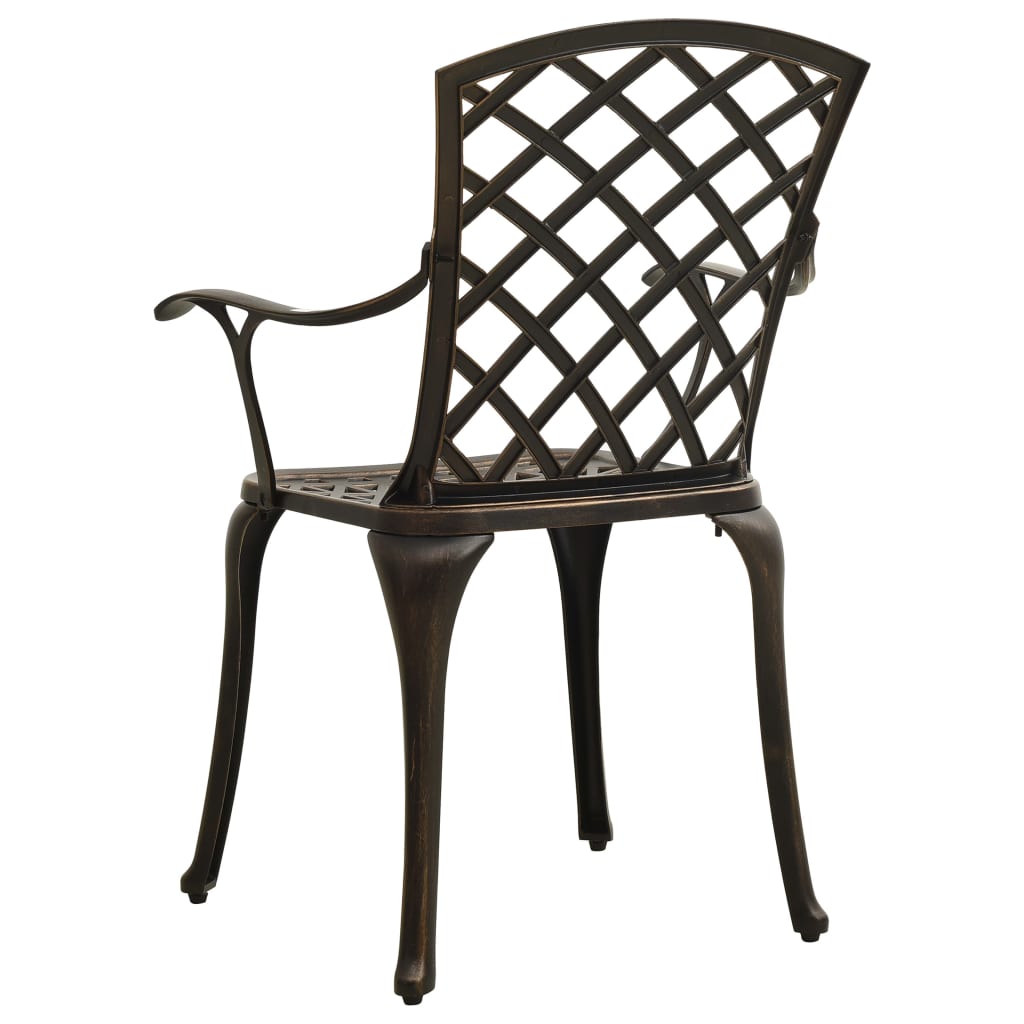 vidaXL Scaune de grădină, 2 buc., bronz, aluminiu turnat