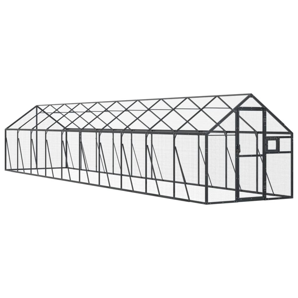 vidaXL Volieră de păsări, antracit, 1,79x10x1,85 m, aluminiu