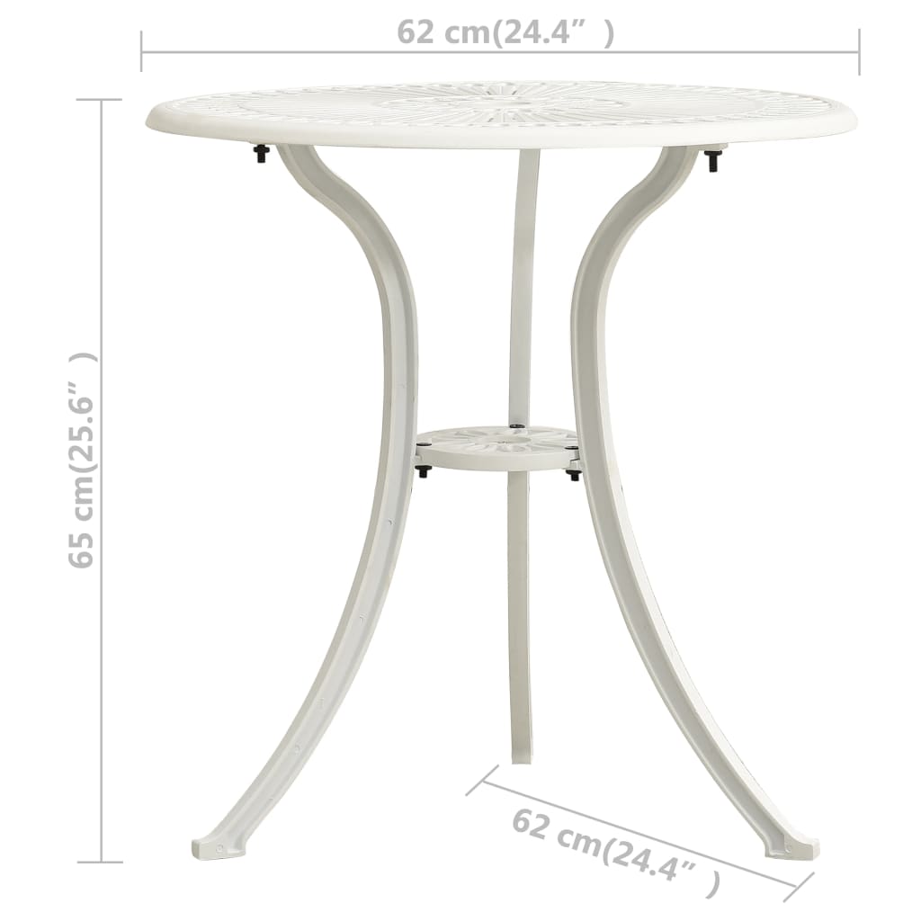vidaXL Masă de grădină, alb, 62x62x65 cm, aluminiu turnat vidaXL Masă de grădină, alb, 62x62x65 cm, aluminiu turnat
