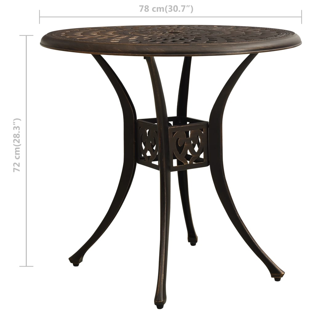 vidaXL Masă pentru grădină, bronz, 78x78x72 cm, aluminiu turnat vidaXL Masă pentru grădină, bronz, 78x78x72 cm, aluminiu turnat