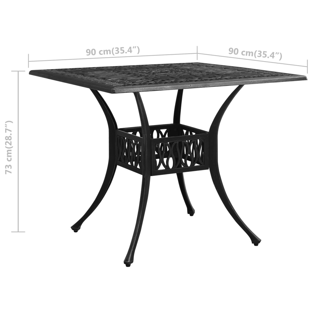 vidaXL Masă de grădină, negru, 90x90x73 cm, aluminiu turnat vidaXL Masă de grădină, negru, 90x90x73 cm, aluminiu turnat
