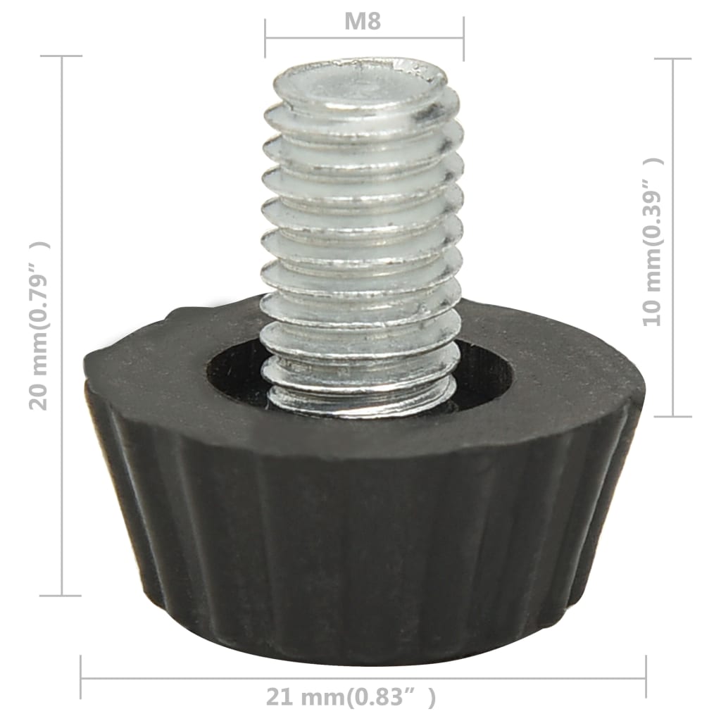 vidaXL Picioare de mobilier reglabile M8, 18 buc., negru