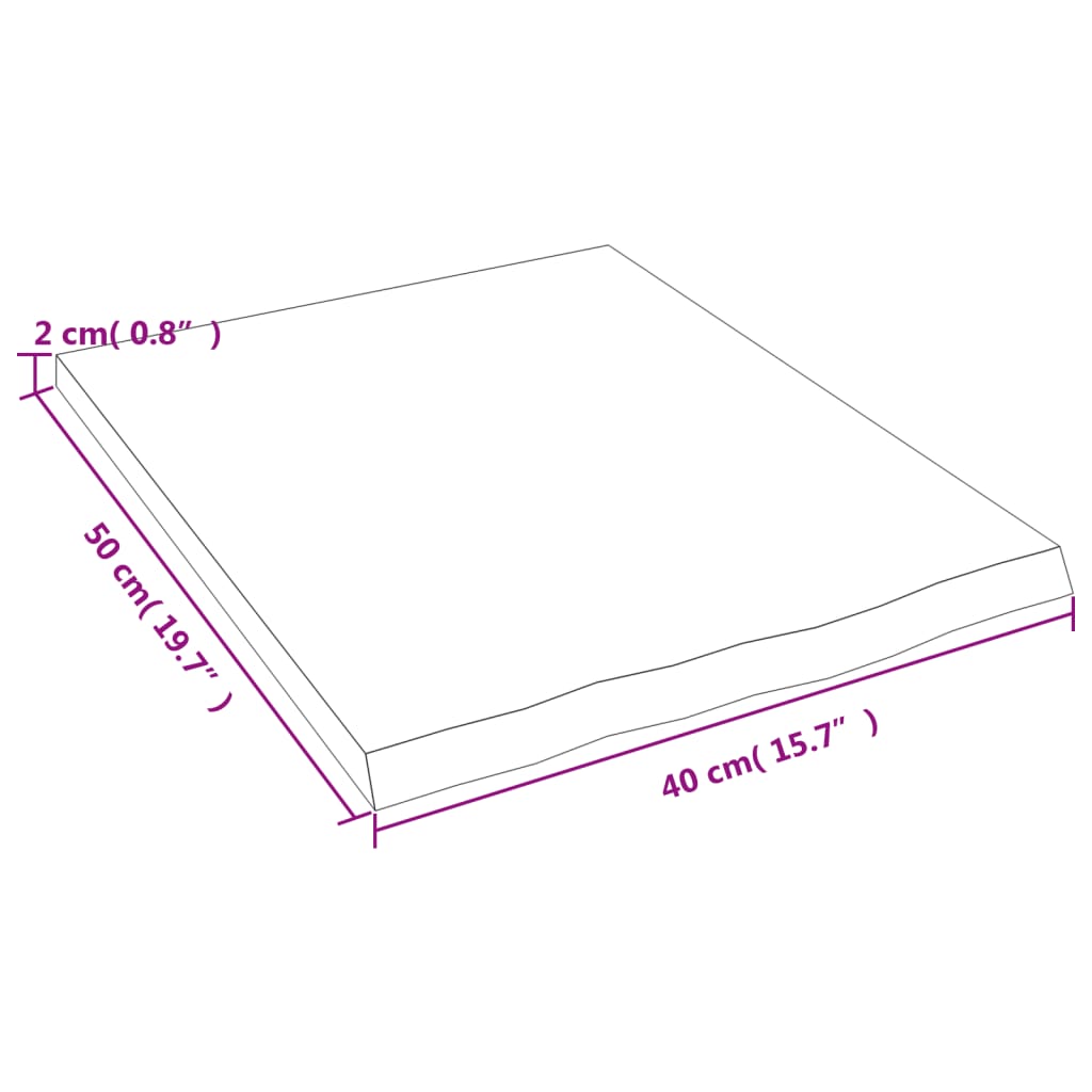 vidaXL Blat de baie, 40x50x2 cm, lemn masiv netratat vidaXL Blat de baie, 40x50x2 cm, lemn masiv netratat