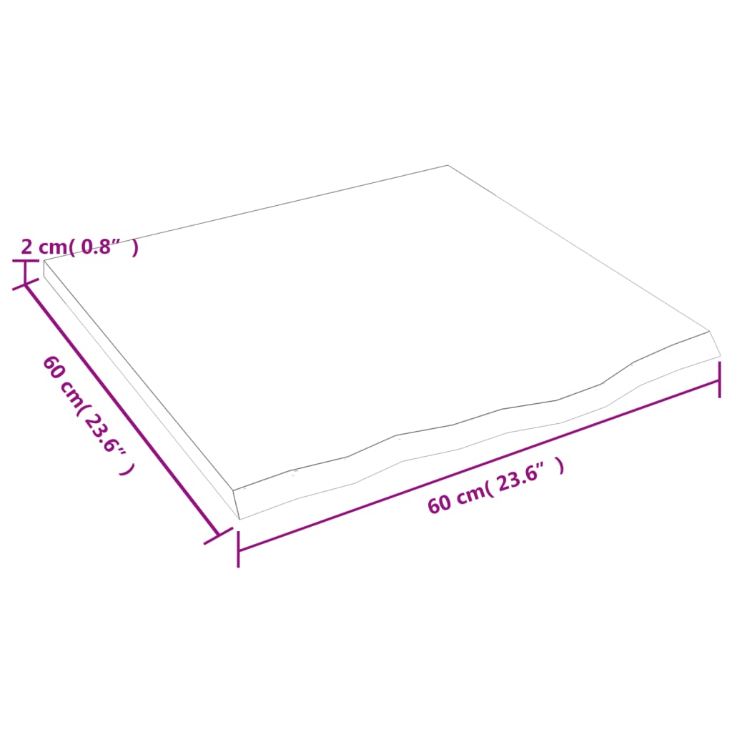 vidaXL Blat de baie, 60x60x2 cm, lemn masiv netratat vidaXL Blat de baie, 60x60x2 cm, lemn masiv netratat