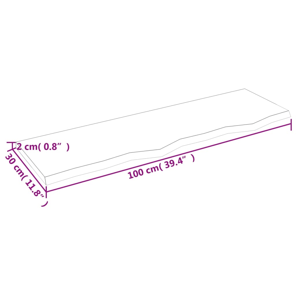 vidaXL Blat de baie, 100x30x2 cm, lemn masiv netratat vidaXL Blat de baie, 100x30x2 cm, lemn masiv netratat