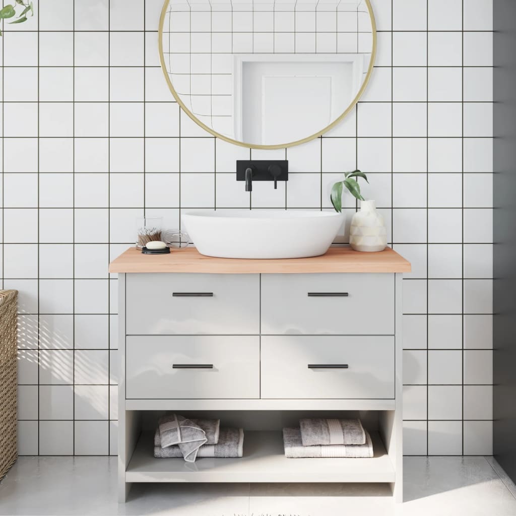 vidaXL Blat de baie, 100x40x(2-4) cm, lemn masiv netratat vidaXL Blat de baie, 100x40x(2-4) cm, lemn masiv netratat