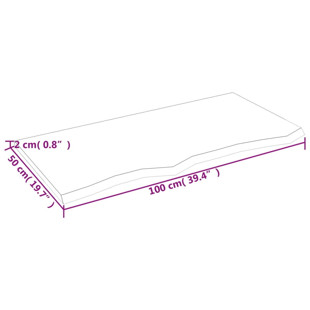 vidaXL Blat de baie, 100x50x2 cm, lemn masiv netratat vidaXL Blat de baie, 100x50x2 cm, lemn masiv netratat