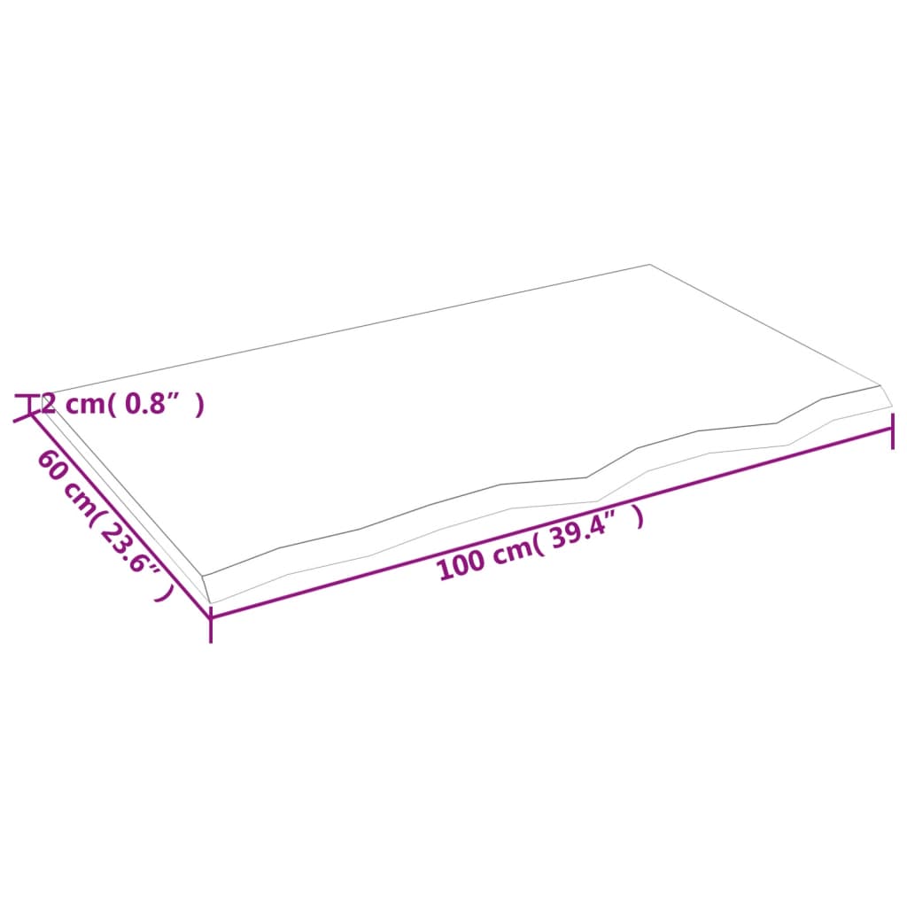 vidaXL Blat de baie, 100x60x2 cm, lemn masiv netratat vidaXL Blat de baie, 100x60x2 cm, lemn masiv netratat