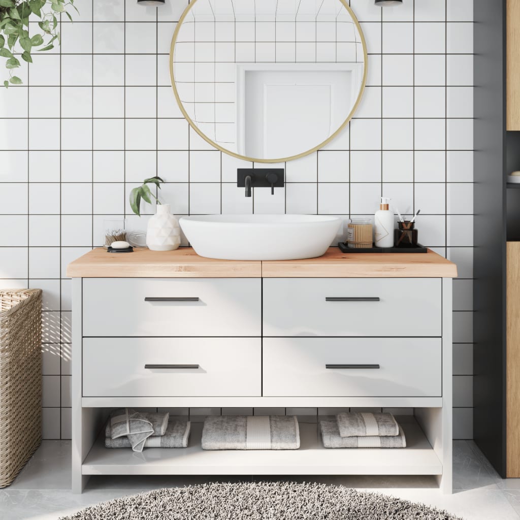 vidaXL Blat de baie, 140x50x(2-6) cm, lemn masiv netratat vidaXL Blat de baie, 140x50x(2-6) cm, lemn masiv netratat