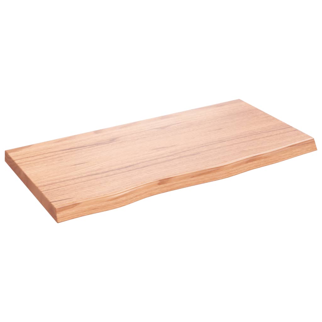 vidaXL Blat de baie, maro deschis, 80x40x(2-4) cm, lemn masiv tratat vidaXL Blat de baie, maro deschis, 80x40x(2-4) cm, lemn masiv tratat