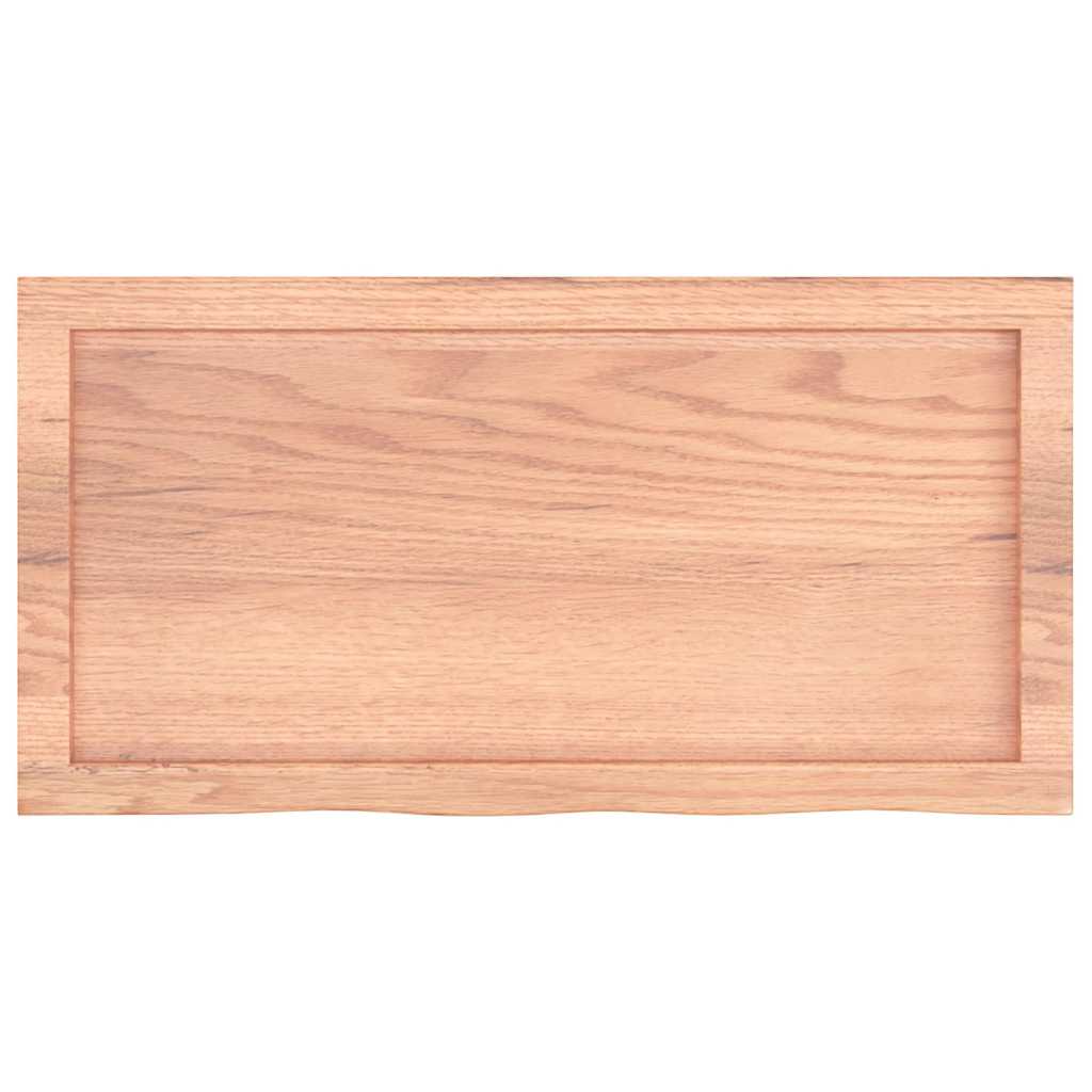 vidaXL Blat de baie, maro deschis, 80x40x(2-4) cm, lemn masiv tratat vidaXL Blat de baie, maro deschis, 80x40x(2-4) cm, lemn masiv tratat
