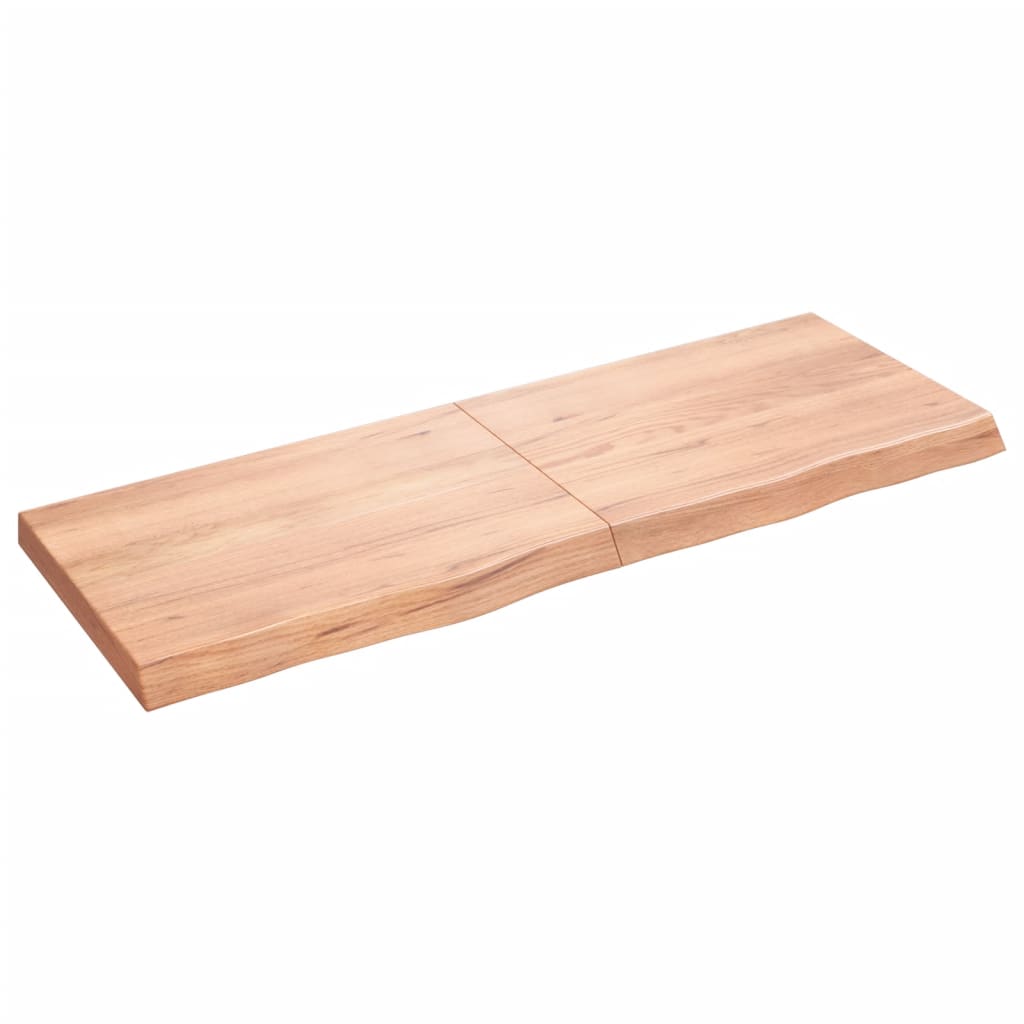 vidaXL Blat de baie, maro deschis, 140x50x(2-6) cm, lemn masiv tratat vidaXL Blat de baie, maro deschis, 140x50x(2-6) cm, lemn masiv tratat