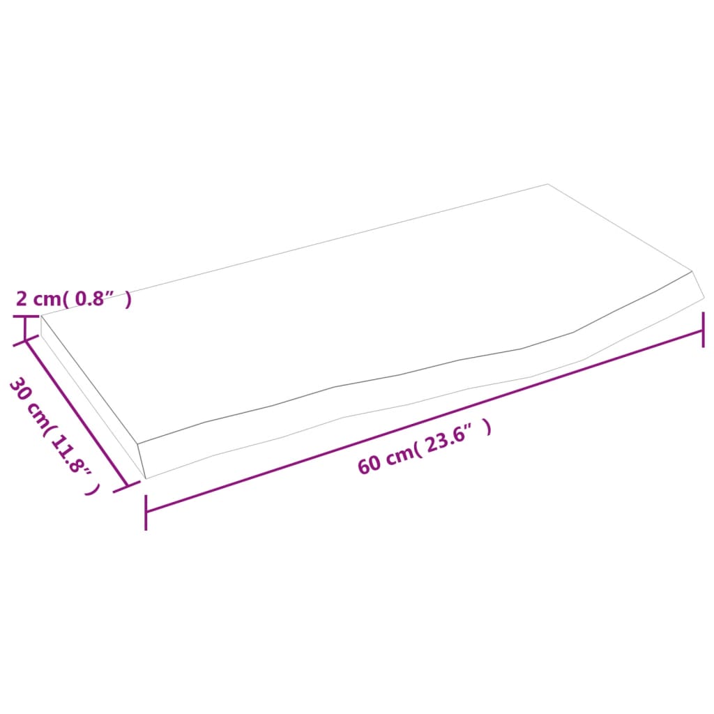 vidaXL Blat de baie, maro închis, 60x30x2 cm, lemn masiv tratat vidaXL Blat de baie, maro închis, 60x30x2 cm, lemn masiv tratat