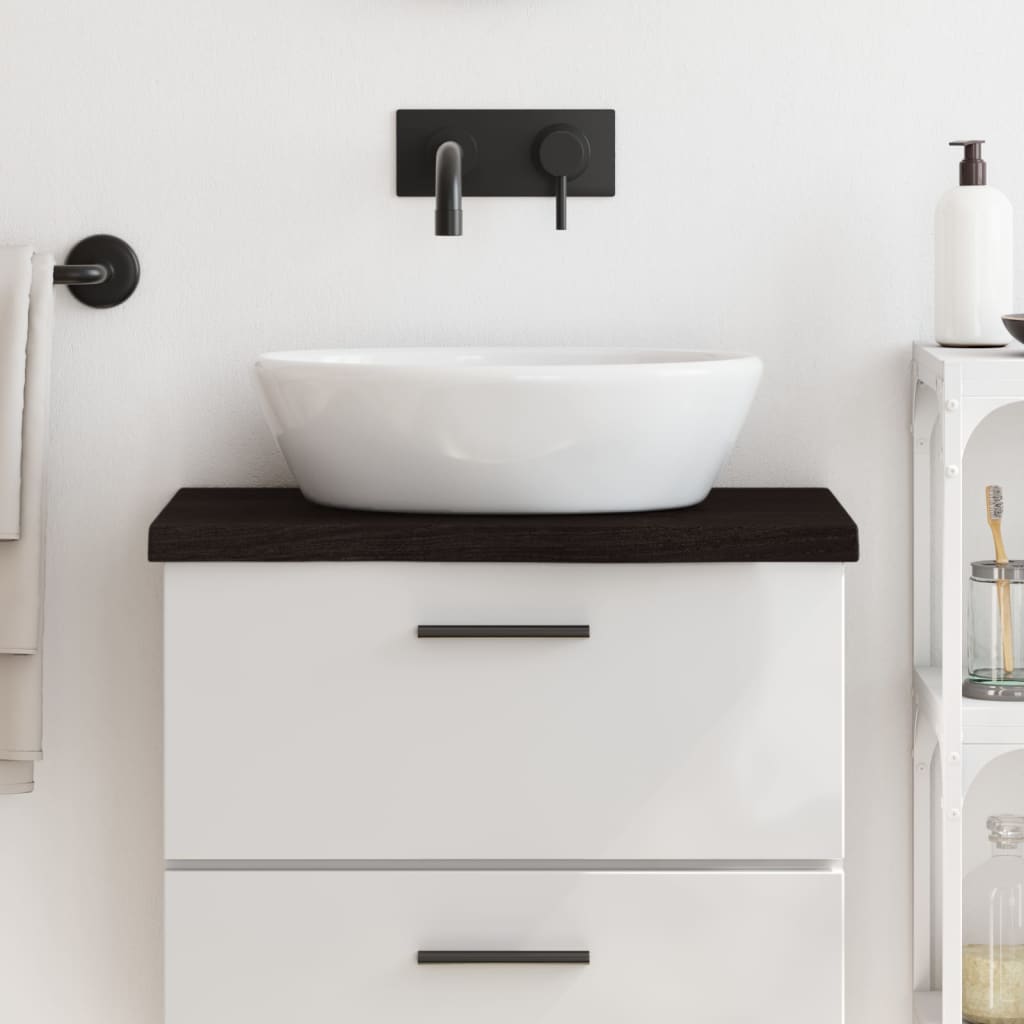 vidaXL Blat de baie, maro închis, 60x30x(2-4) cm, lemn masiv tratat vidaXL Blat de baie, maro închis, 60x30x(2-4) cm, lemn masiv tratat