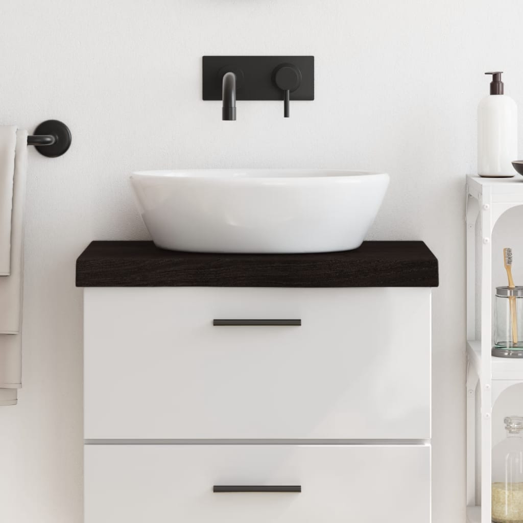 vidaXL Blat de baie, maro închis, 60x40x(2-6) cm, lemn masiv tratat vidaXL Blat de baie, maro închis, 60x40x(2-6) cm, lemn masiv tratat