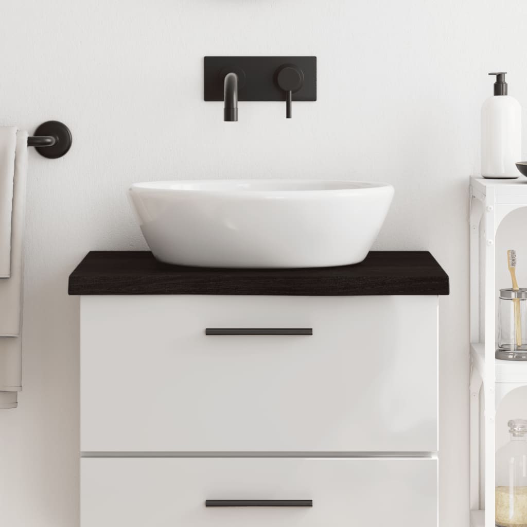 vidaXL Blat de baie, maro închis, 60x50x(2-4) cm, lemn masiv tratat vidaXL Blat de baie, maro închis, 60x50x(2-4) cm, lemn masiv tratat