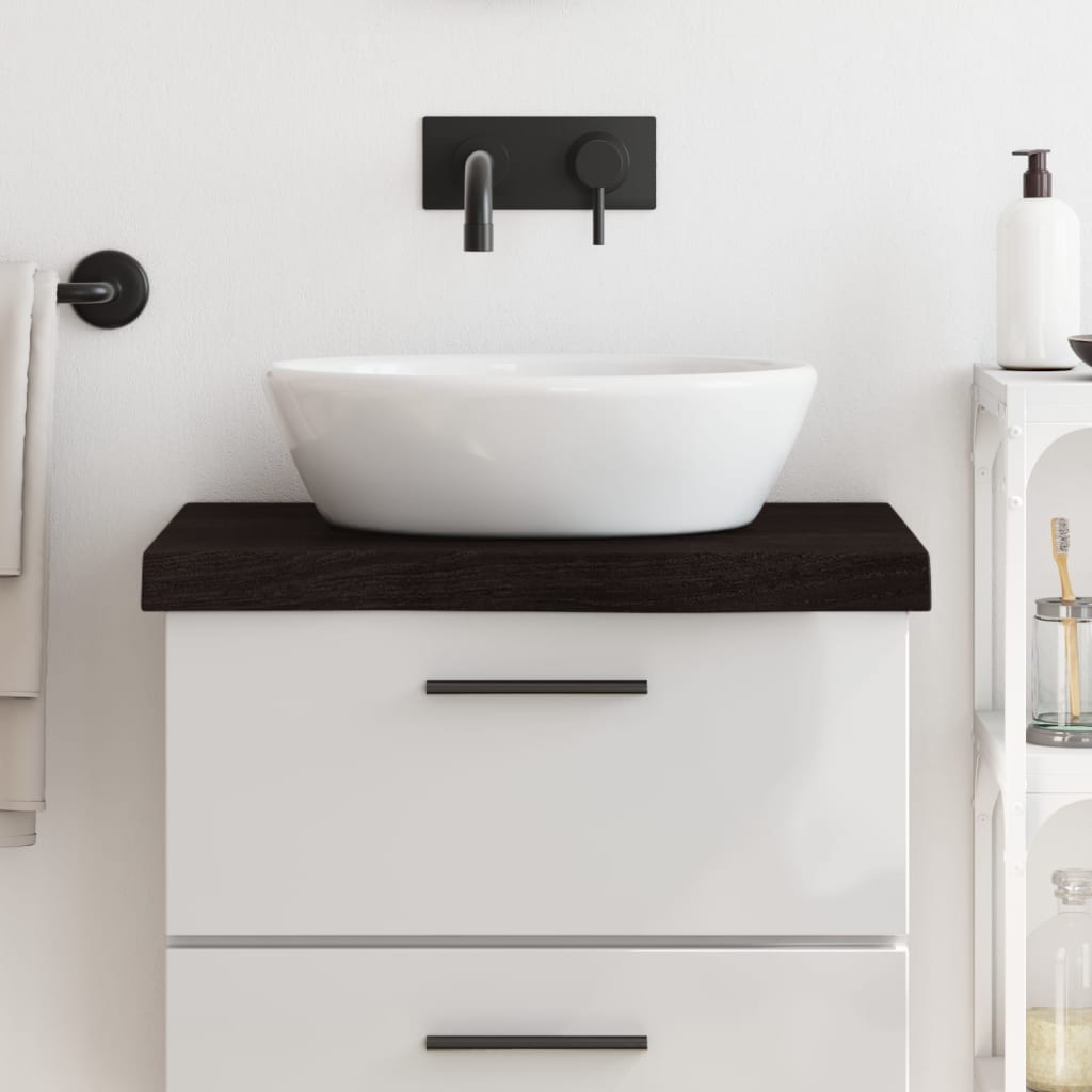 vidaXL Blat de baie, maro închis, 60x50x(2-6) cm, lemn masiv tratat vidaXL Blat de baie, maro închis, 60x50x(2-6) cm, lemn masiv tratat