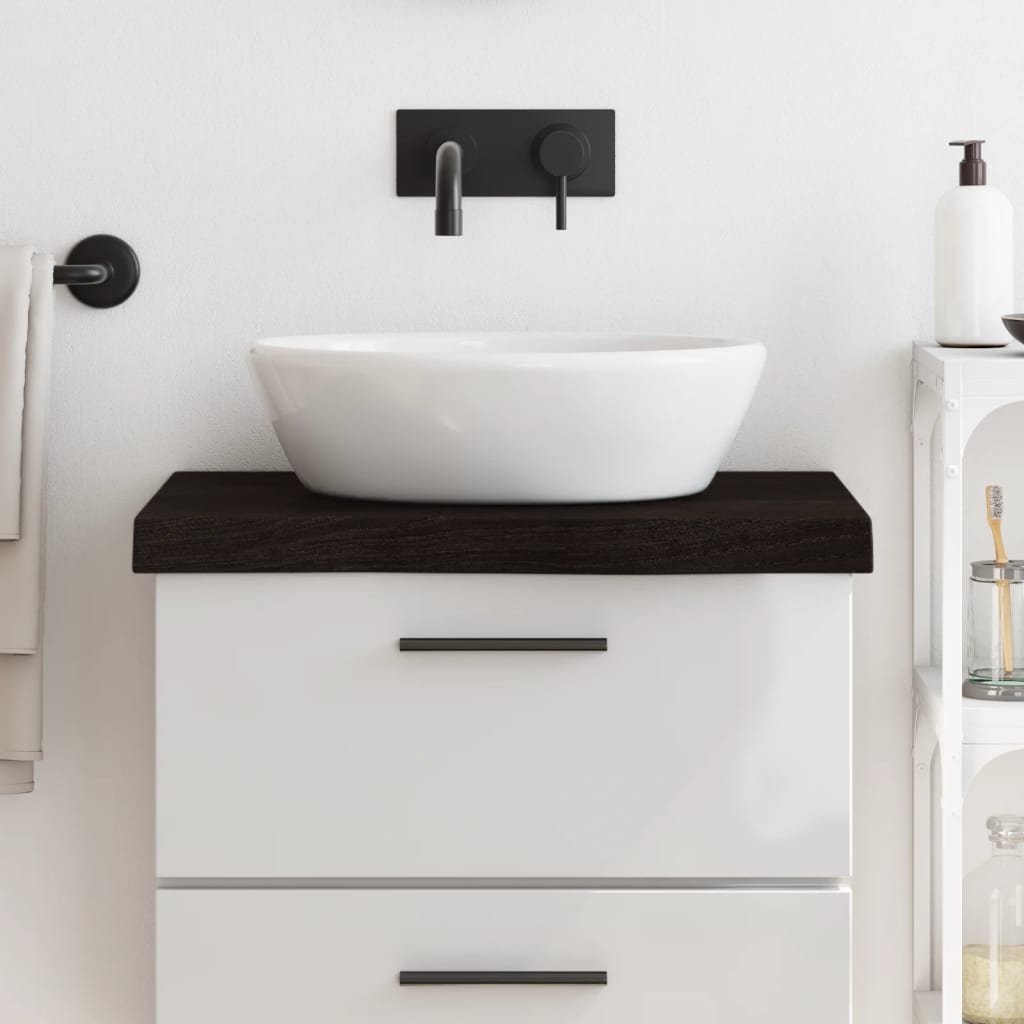 vidaXL Blat de baie, maro închis, 60x60x(2-6) cm, lemn masiv tratat vidaXL Blat de baie, maro închis, 60x60x(2-6) cm, lemn masiv tratat
