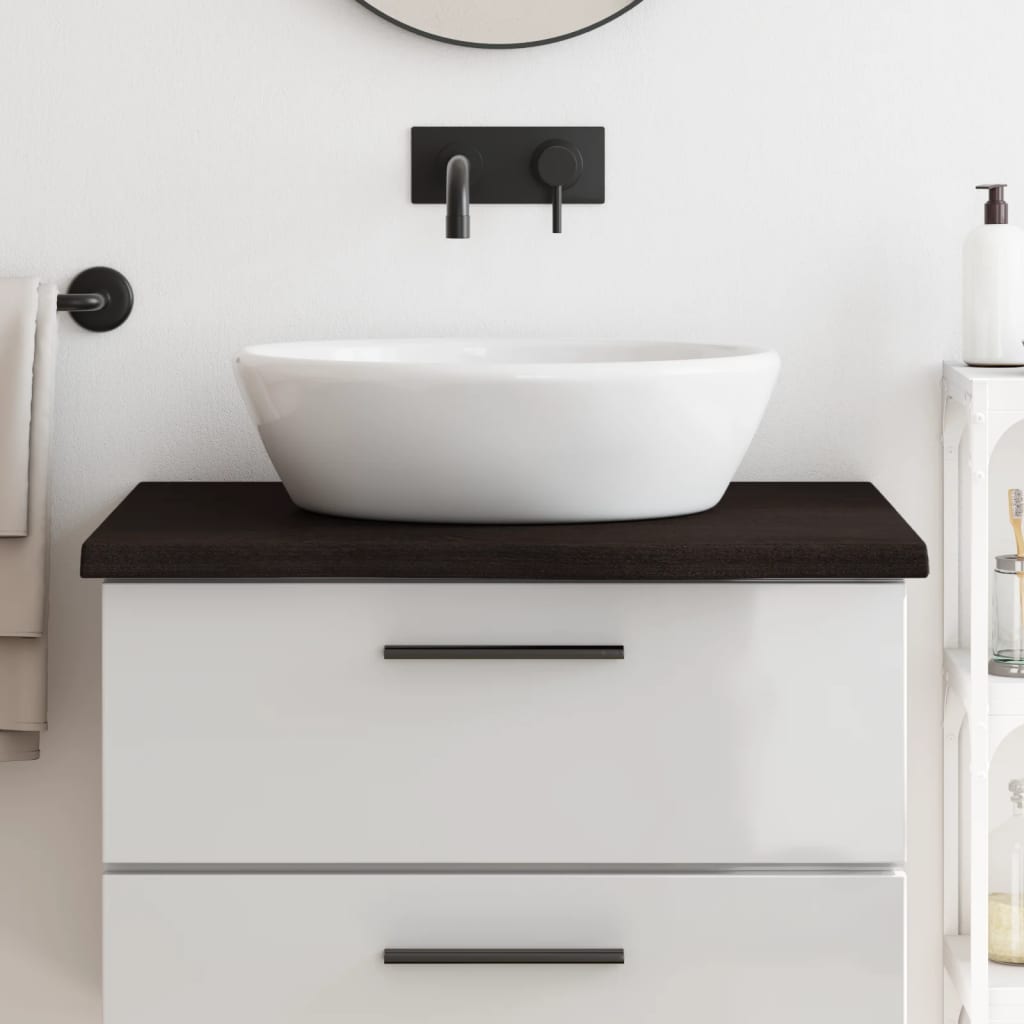vidaXL Blat de baie, maro închis, 80x60x(2-4) cm, lemn masiv tratat vidaXL Blat de baie, maro închis, 80x60x(2-4) cm, lemn masiv tratat
