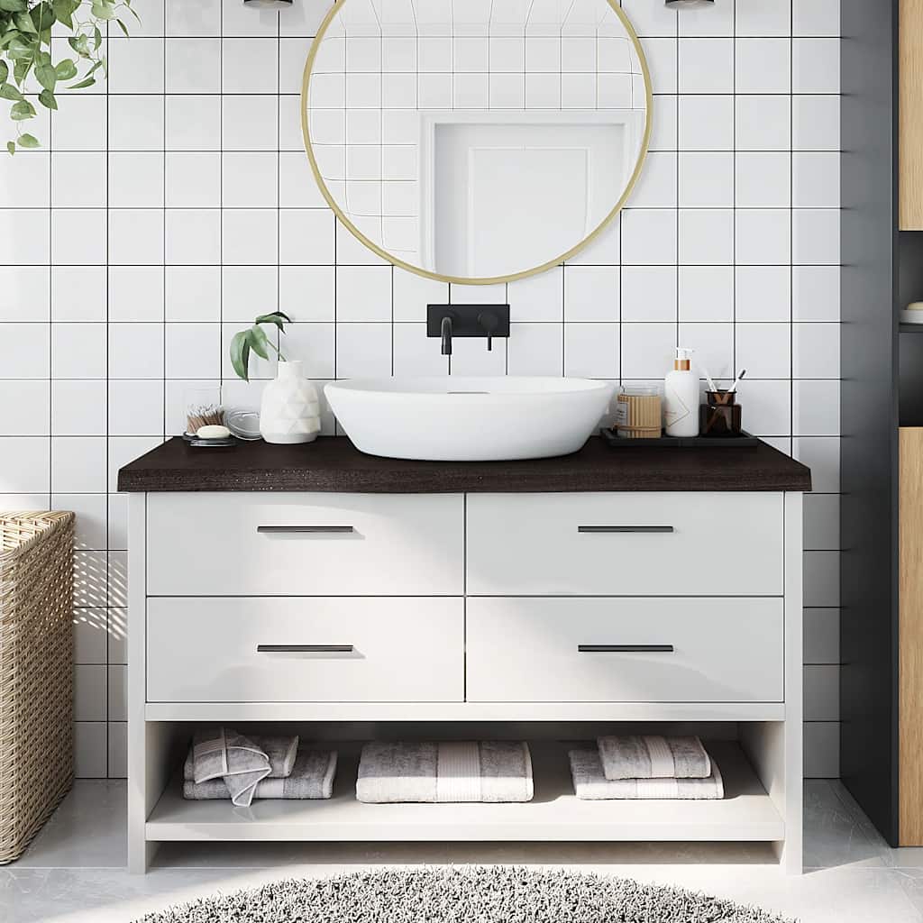 vidaXL Blat de baie, maro închis, 100x40x(2-6) cm, lemn masiv tratat vidaXL Blat de baie, maro închis, 100x40x(2-6) cm, lemn masiv tratat