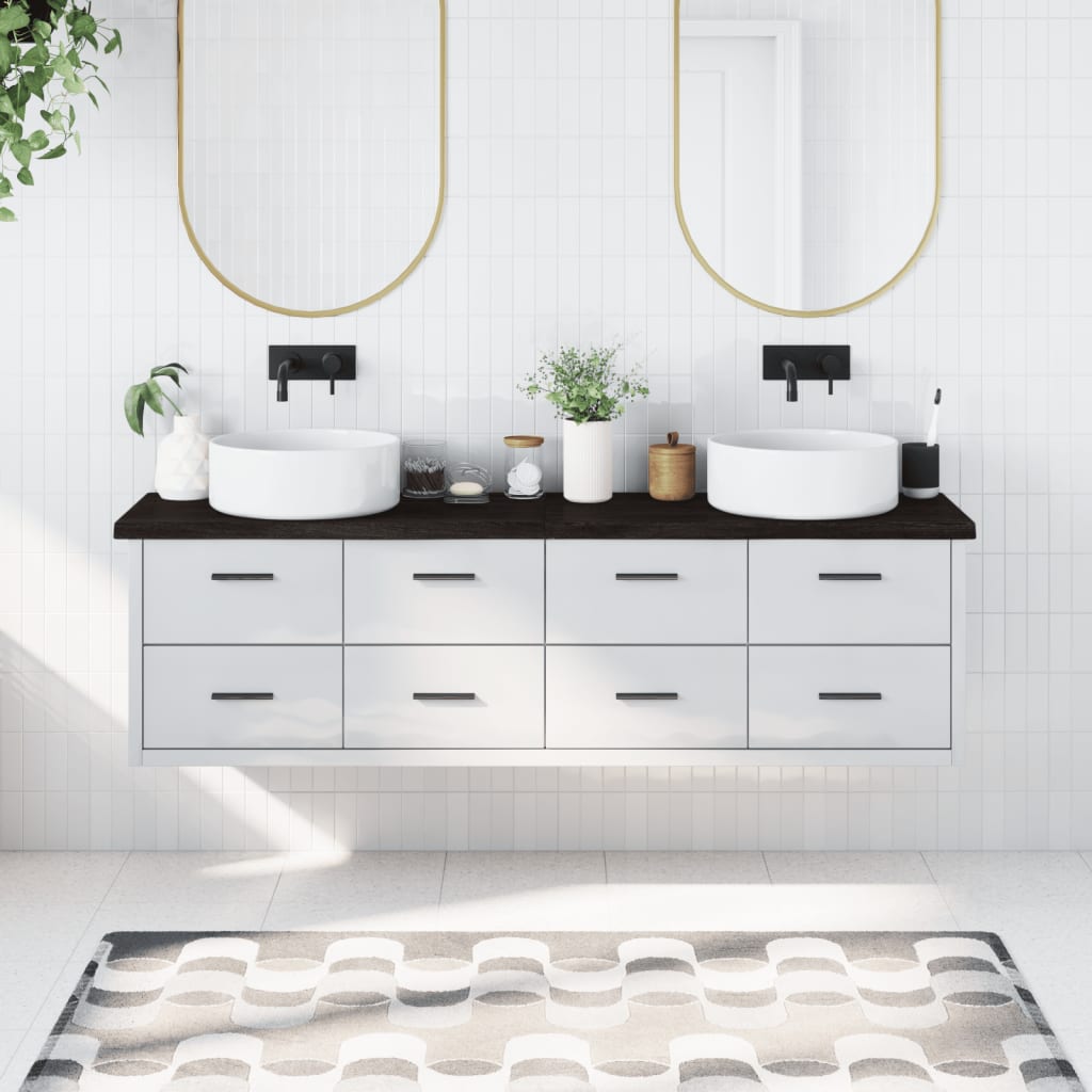 vidaXL Blat de baie, maro închis, 180x40x(2-4) cm, lemn masiv tratat vidaXL Blat de baie, maro închis, 180x40x(2-4) cm, lemn masiv tratat