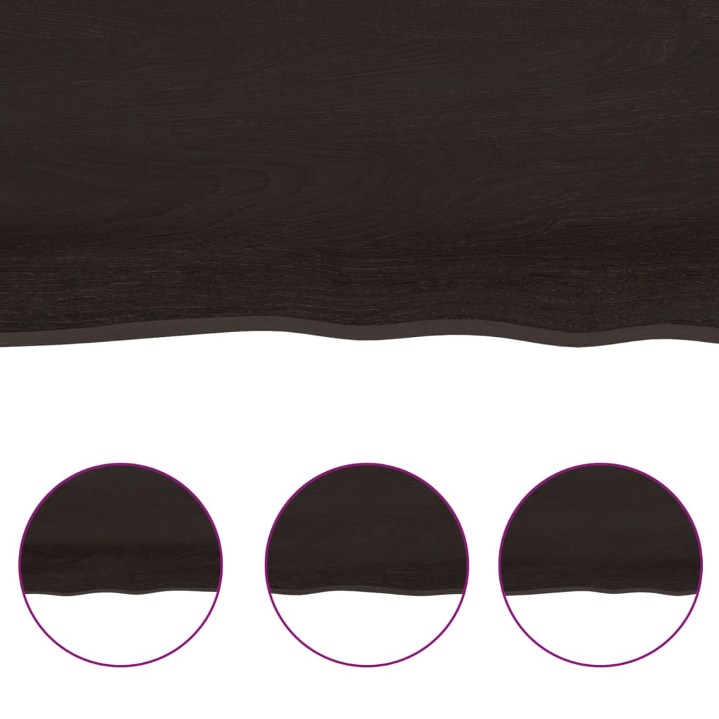 vidaXL Blat de baie, maro închis, 220x50x(2-6) cm, lemn masiv tratat vidaXL Blat de baie, maro închis, 220x50x(2-6) cm, lemn masiv tratat