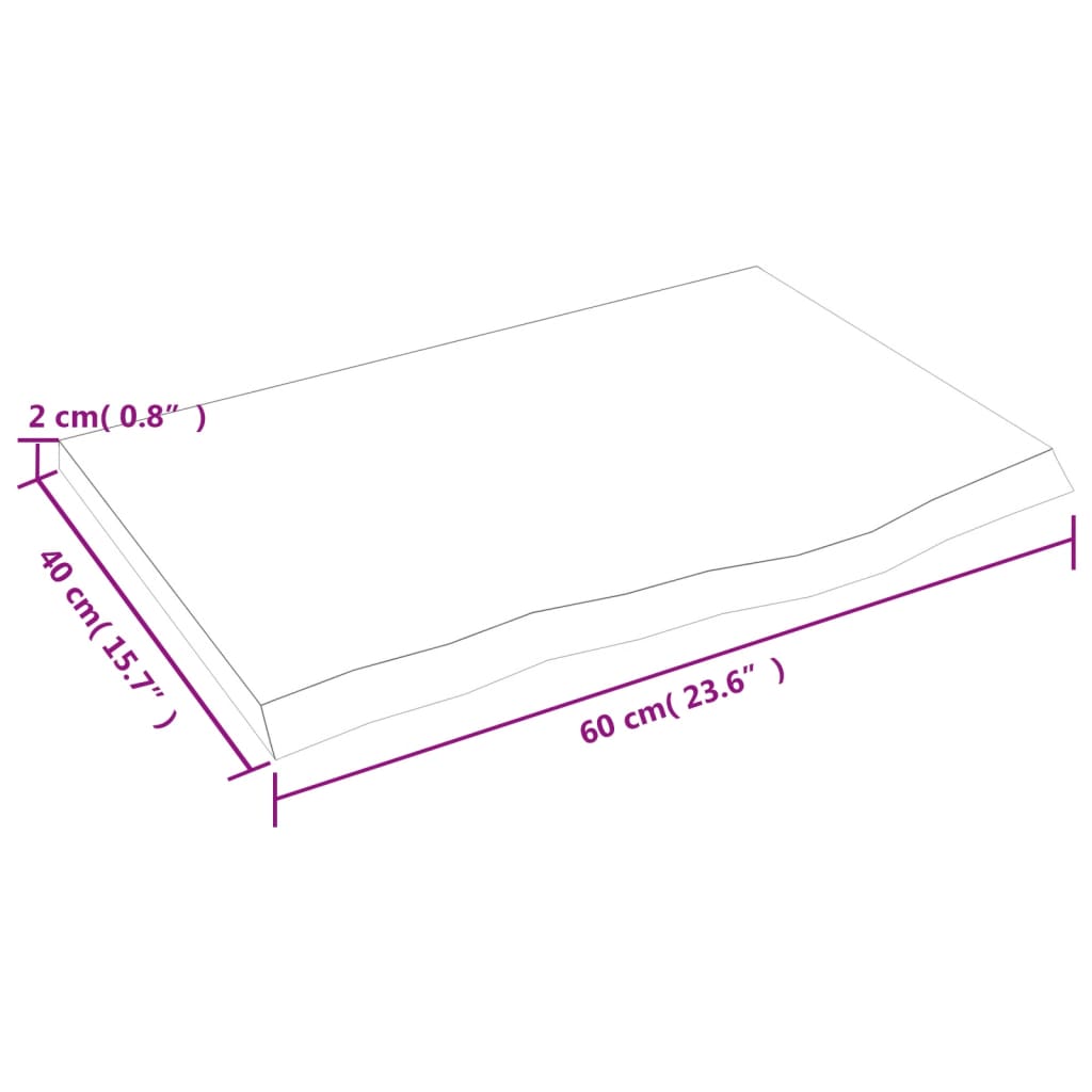 vidaXL Blat de masă maro deschis 60x40x2 cm, lemn masiv stejar tratat vidaXL Blat de masă maro deschis 60x40x2 cm, lemn masiv stejar tratat