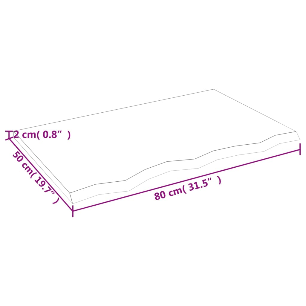 vidaXL Blat de masă maro deschis 80x50x2 cm, lemn masiv stejar tratat vidaXL Blat de masă maro deschis 80x50x2 cm, lemn masiv stejar tratat
