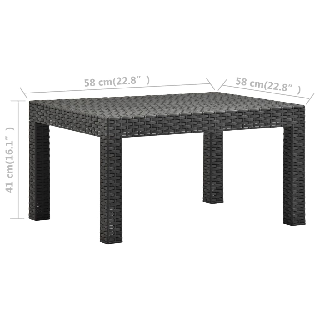 vidaXL Masă de grădină, antracit, 58x58x41 cm, PP ratan vidaXL Masă de grădină, antracit, 58x58x41 cm, PP ratan