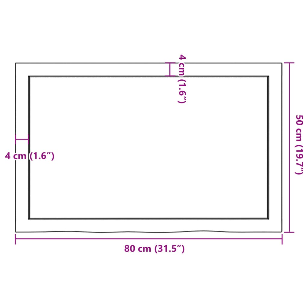 vidaXL Blat de masă maro închis 80x50x2cm, lemn masiv de stejar tratat