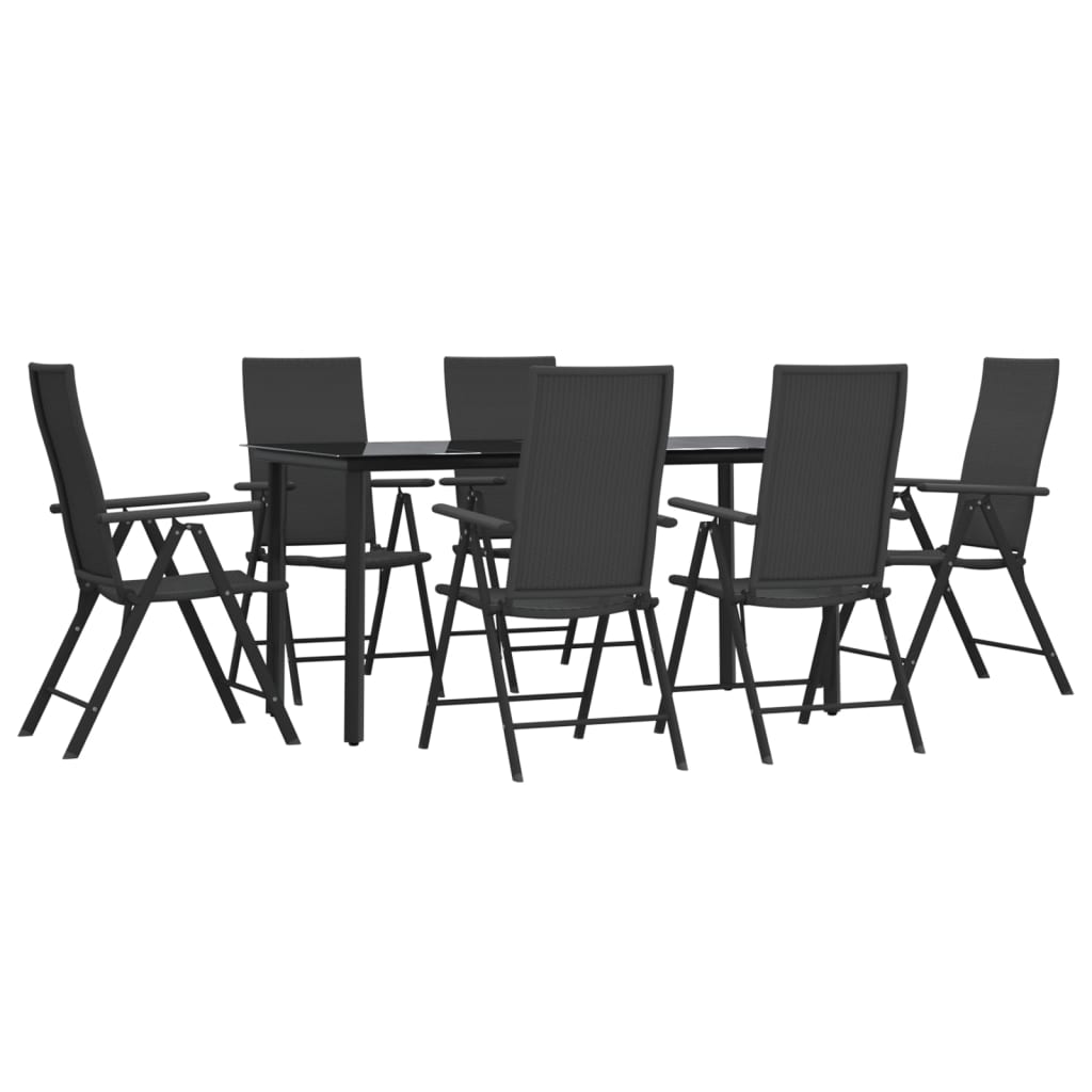 vidaXL Set mobilier de grădină, 7 piese, negru, poliratan
